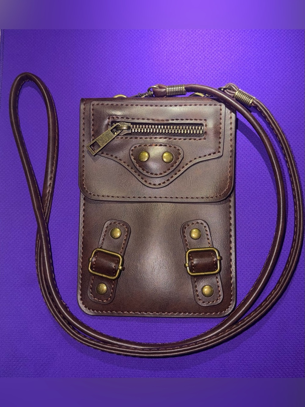 Brown Leather Crossbody Pouch